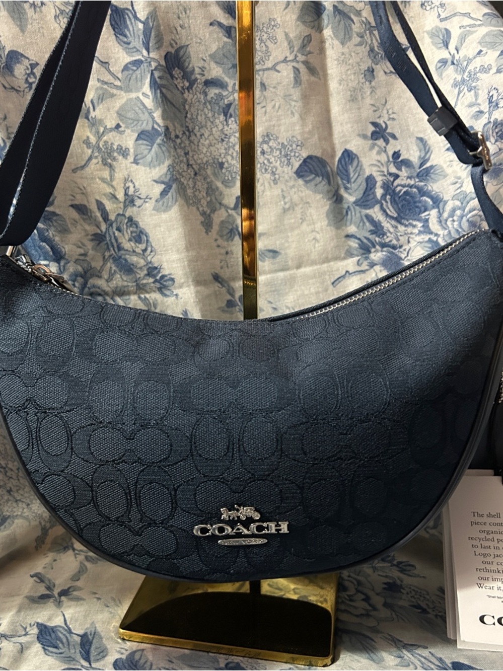 Coach 2024 Denim Pace Signature Crescent Shoulder Bag NWT Retail $378